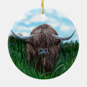 Ornamento De Cerâmica Pintura de Vaca na Escócia
