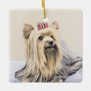 Ornamento De Cerâmica Pintura de Yorkshire Terrier - Arte de Cachorro Or