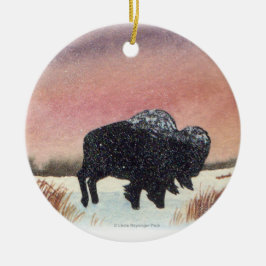 Ornamento De Cerâmica Pintura do búfalo do por do sol