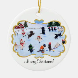 Ornamento De Cerâmica Pintura do divertimento de Labrador do Natal