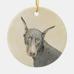 Ornamento De Cerâmica Pintura Doberman Pinscher - Arte Original para Cã
