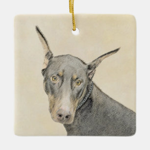 Ornamento De Cerâmica Pintura Doberman Pinscher - Arte Original para Cac