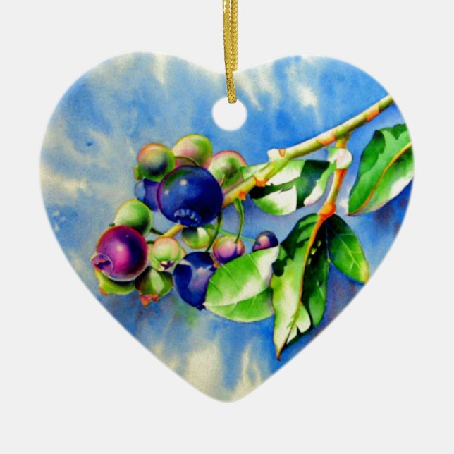 Ornamento De Cerâmica Pintura elegante de mirtilo (Frente)
