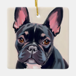 Ornamento De Cerâmica Pintura em Aquarela de Cachorro Bulldog Francês An