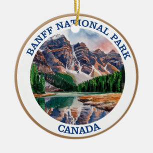 Ornamento De Cerâmica Pintura em Aquarela do Banff National Park