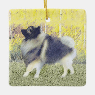 Ornamento De Cerâmica Pintura em Aspen de Keeshond - Arte de Cão Origin