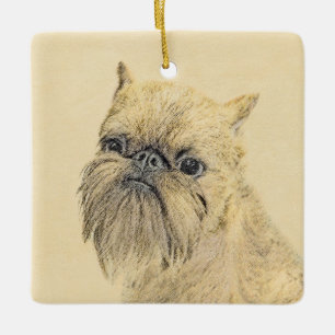 Ornamento De Cerâmica Pintura em Bruxelas Griffon - Arte Cachorra Origin