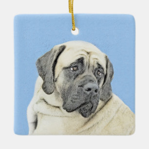 Ornamento De Cerâmica Pintura em inglês Mastiff (Fawn) - Arte original 