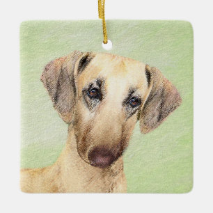 Ornamento De Cerâmica Pintura em Sloughis - Arte Cachorra Original