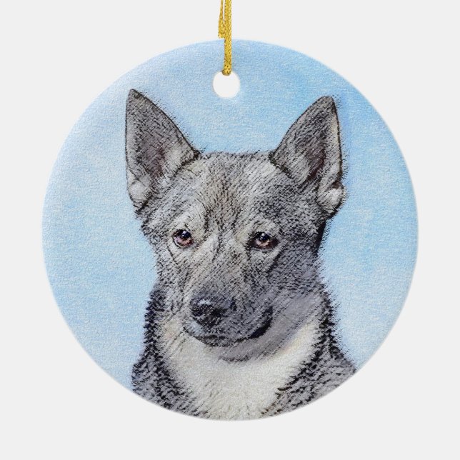 Ornamento De Cerâmica Pintura em Vallhund, na Suécia - Arte Cachorro Ori (Traseira)
