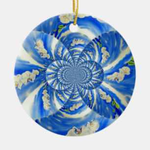 Ornamento De Cerâmica pintura floral azul abstrato