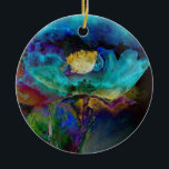 Ornamento De Cerâmica Pintura floral romântica elegante de teal<br><div class="desc">Uma bela pintura floral floral original de cor d'água elegante e elegante,  de H Cooper.</div>