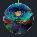 Ornamento De Cerâmica Pintura floral romântica elegante de teal<br><div class="desc">Uma bela pintura floral floral original de cor d'água elegante e elegante,  de H Cooper.</div>