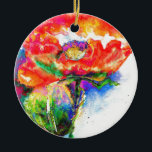 Ornamento De Cerâmica Pintura floral vermelha Elegante<br><div class="desc">pintura de cor d'água de papoila vermelha abstrato romântica por H Cooper</div>
