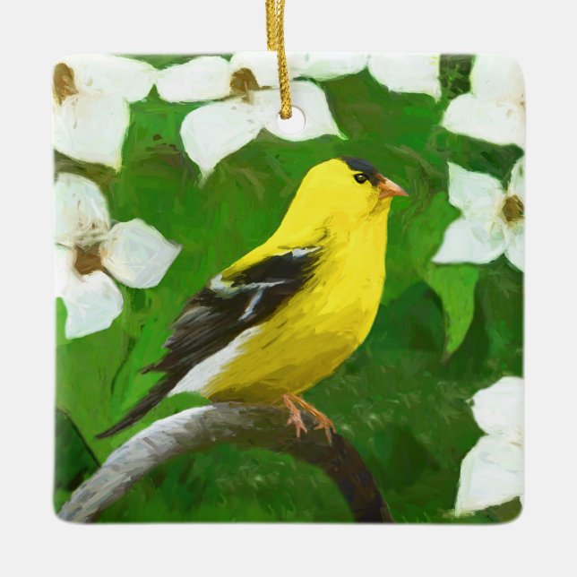 Ornamento De Cerâmica Pintura Goldfinch - Arte Cachorra Original (Frente)