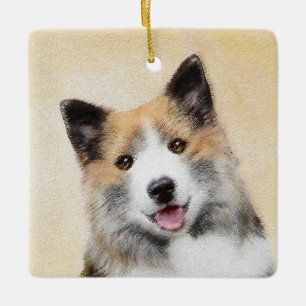 Ornamento De Cerâmica Pintura Islandesa De Sheepdog - Arte Original De C