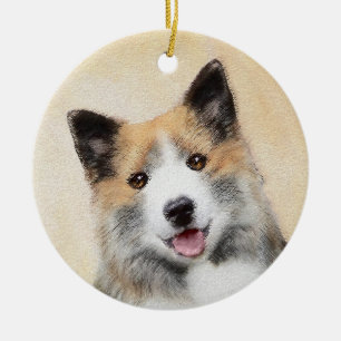 Ornamento De Cerâmica Pintura Islandesa De Sheepdog - Arte Original De C