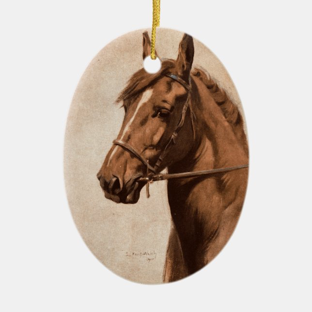 Ornamento De Cerâmica Pintura preta do cavalo do gengibre da beleza para (Frente)