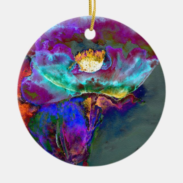 Ornamento De Cerâmica Pintura romântica elegante de flores de pétalas ro (Frente)