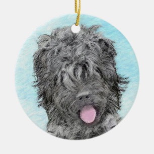 Ornamento De Cerâmica Pintura Terrier russa negra - Cachorro original bo