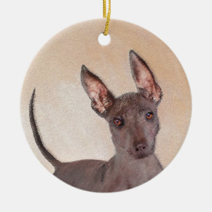 Ornamento De Cerâmica Pintura Xoloitzcuintli - Arte Cachorra Original