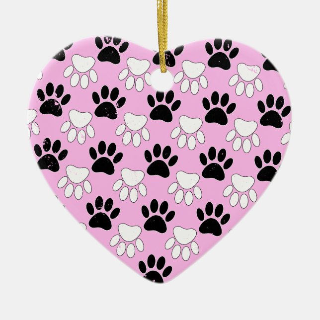 Ornamento De Cerâmica Pinturas Pretas E Brancas Distintas Em Fundo Rosa (Frente)