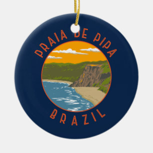 Ornamento De Cerâmica Pipa Beach Brazil Viagem Art Vintage