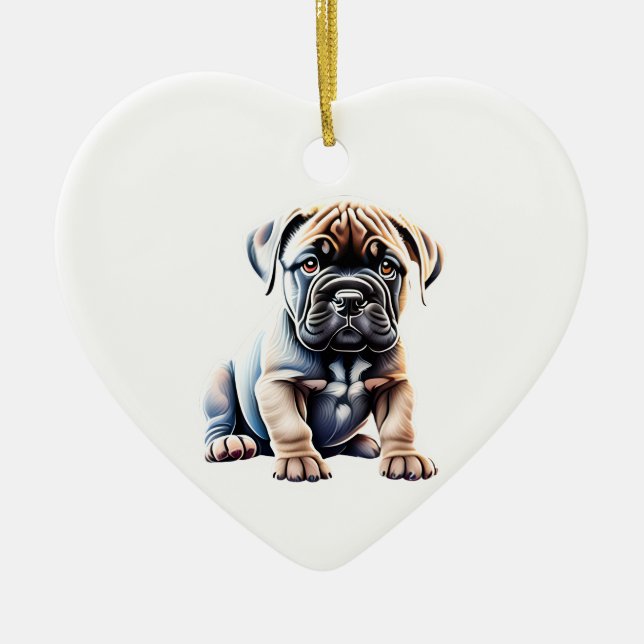 Ornamento De Cerâmica Pipeta para Bullmastiff Personalizada (Frente)