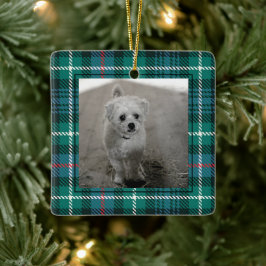 Ornamento De Cerâmica Píquete de fotos de Natal da Xadrez Tartan Clássic