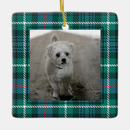 Ornamento De Cerâmica Píquete de fotos de Natal da Xadrez Tartan Clássic