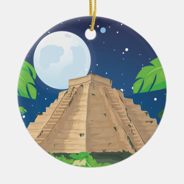 Ornamento De Cerâmica Pirâmide Aztec (Frente)