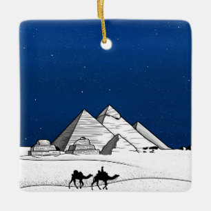 Ornamento De Cerâmica Pirâmides Giza preto e branco
