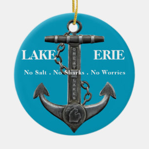 Ornamento De Cerâmica pirata-âncora aflita do Lago Erie Patriótico