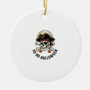 Ornamento De Cerâmica Pirata Caveira Halloween Gravura Vintage Camisa Br