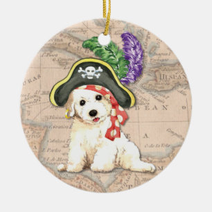 Ornamento De Cerâmica Pirata de Bichon Frise
