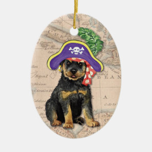 Ornamento De Cerâmica Pirata de Rottweiler