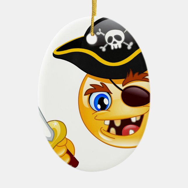 Ornamento De Cerâmica pirata emoji (Frente)