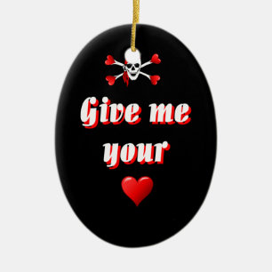 Ornamento De Cerâmica Pirata Romântica e Ventinas adoram corações