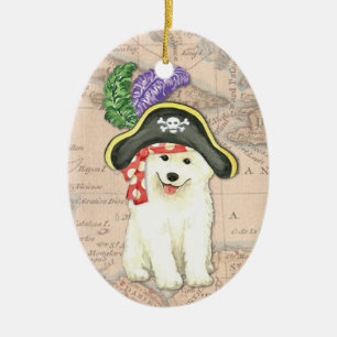 Ornamento De Cerâmica Pirata Samoyed