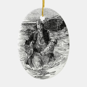 Ornamento De Cerâmica Piratas Antigos, Sir Henry Morgan no Oceano