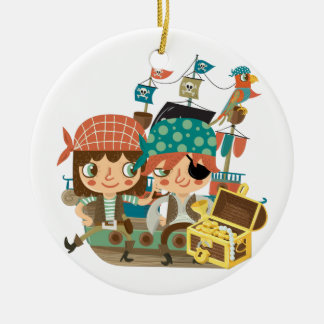 Ornamento De Cerâmica Piratas com tesouro