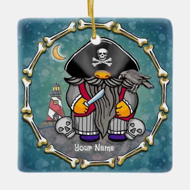 Ornamento De Cerâmica Pirate Gnomo (Frente)