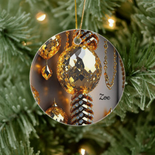 Ornamento De Cerâmica Pisca! Bonitas joias caos em ouro