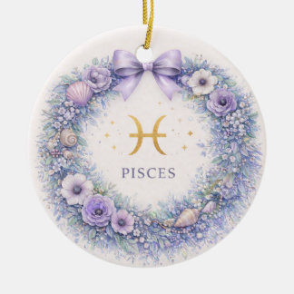 Ornamento De Cerâmica Pisces Zodiac Christmas Ornament – Winter Wreath i