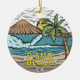 Ornamento De Cerâmica Pismo Beach California Vintage