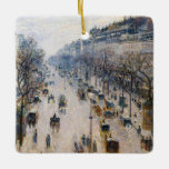 Ornamento De Cerâmica Pissarro - Boulevard Montmartre, Winter Morning<br><div class="desc">Boulevard Montmartre em uma Manhã de inverno / Boulevard Montmartre un matin d'hiver - Camille Pissarro,  1897</div>