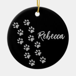 Ornamento De Cerâmica Pistas de Cachorro de Prata Padrão Impressão de Fu