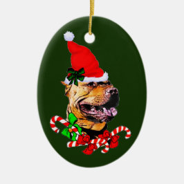 Ornamento De Cerâmica Pit Bull Terrier Natal Americano