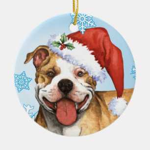 Ornamento De Cerâmica Pitbull feliz Terrier de Howliday
