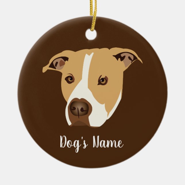 Ornamento De Cerâmica Pitbull Personalizado (Frente)